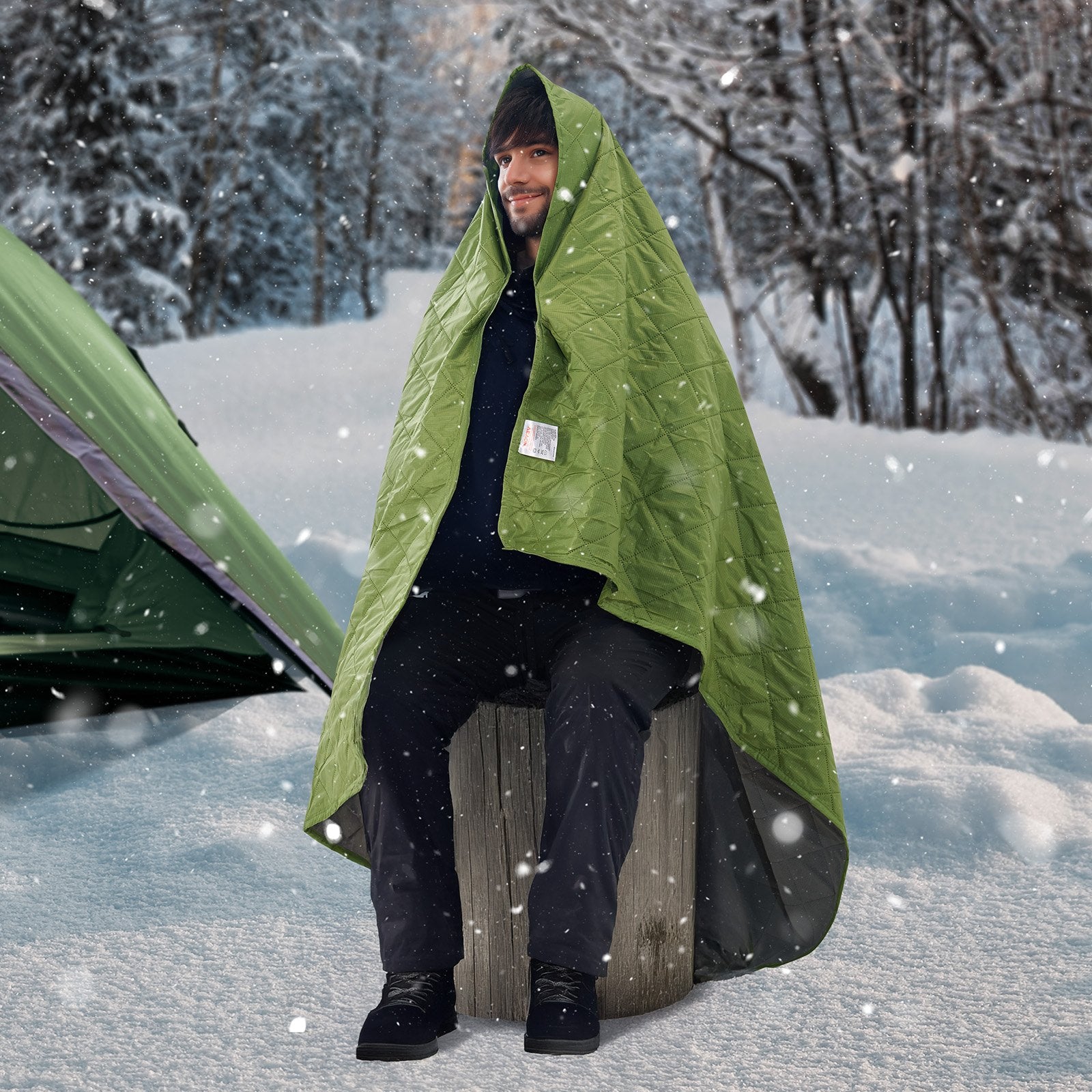 All-Weather Camping & Stadium Blanket - Large 82"x55" Waterproof, Windproof, Flame Retardant Fleece for Outdoor Events, Picnics & Travel