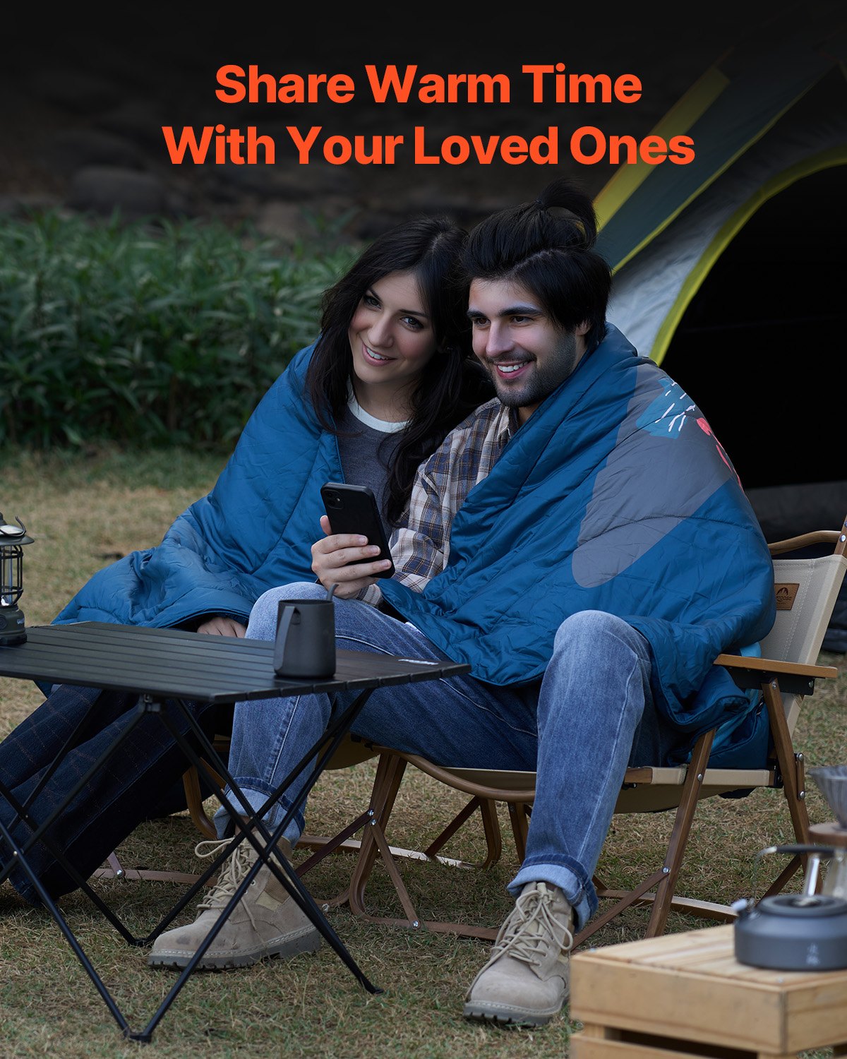 Wearable Large Camping Blanket - Windproof, Waterproof, Flame Retardant, Perfect for Outdoor Events, Hiking, Picnics & Travel, 75" x 52"