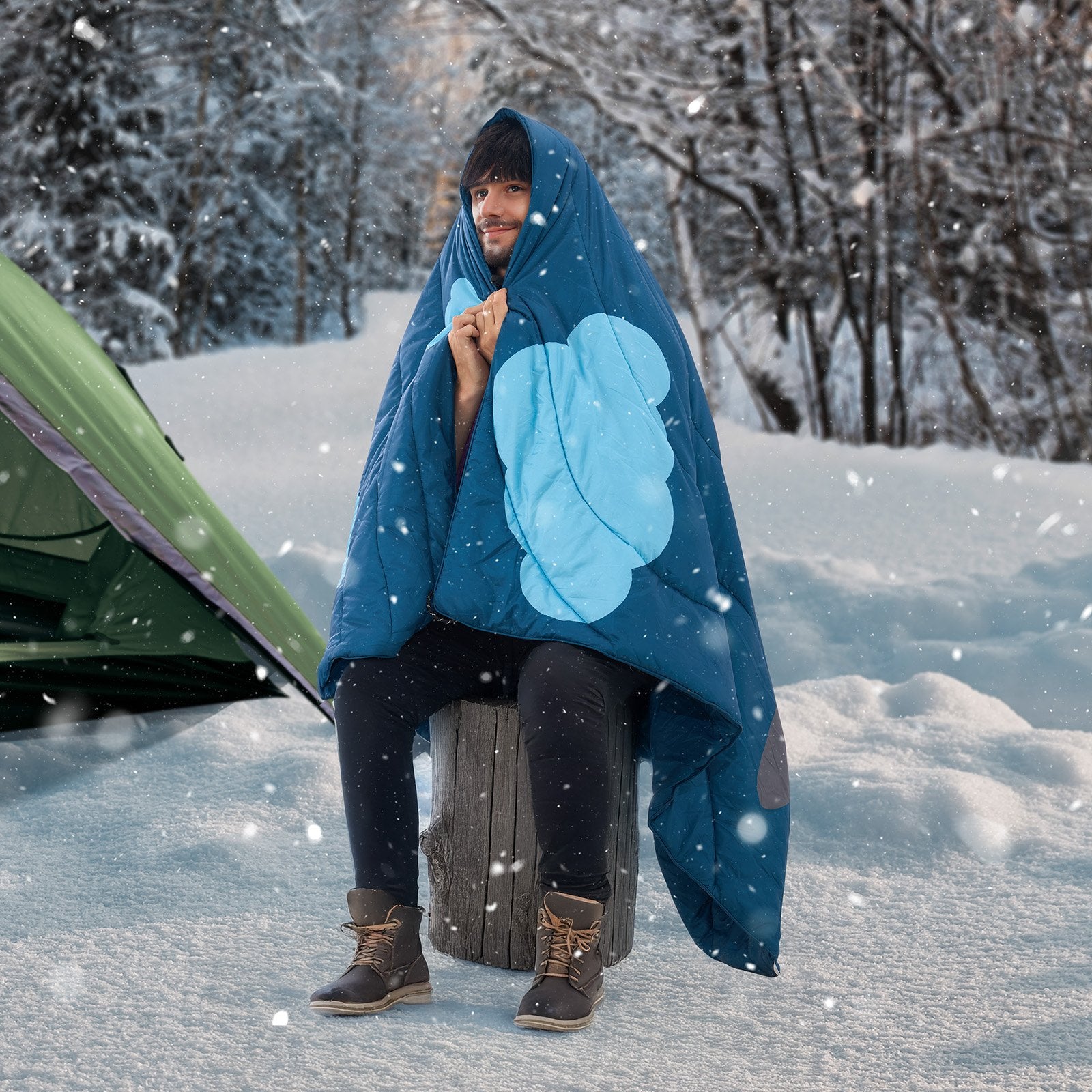 Wearable Large Camping Blanket - Windproof, Waterproof, Flame Retardant, Perfect for Outdoor Events, Hiking, Picnics & Travel, 75" x 52"