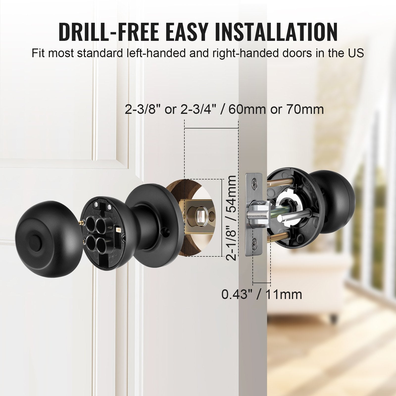 Smart Biometric Door Knob with Fingerprint, Bluetooth & App Control, Easy Install for Home, Office, Hotel - Secure Spherical Lock, Black