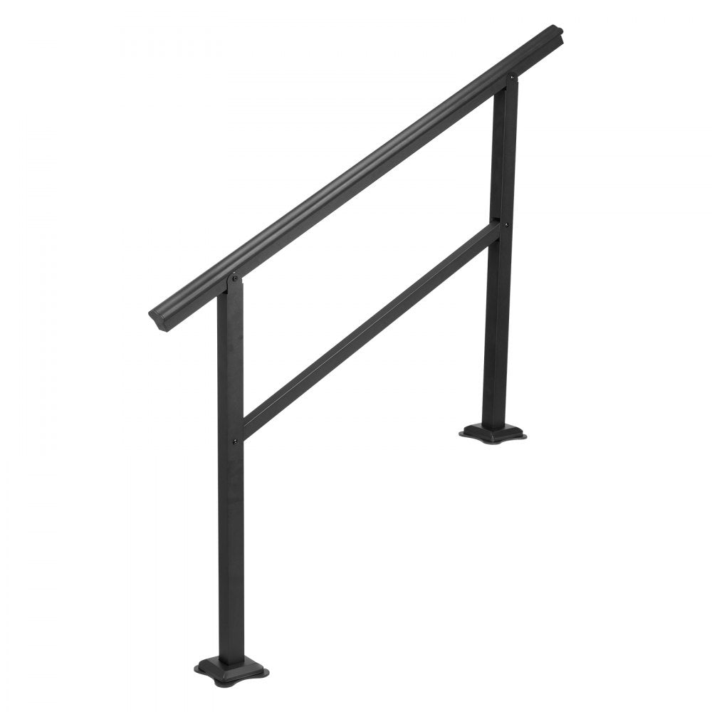 Durable Black Outdoor Handrail for 1 to 3 Steps - 48 x 35.5 Inches