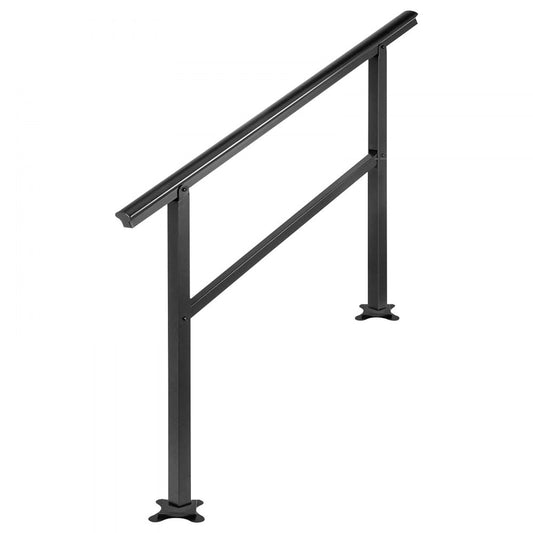 Handrail Outdoor Stairs, Outdoor Handrail 48 x 35.5 Inch Black Fits 1/2/3 Steps