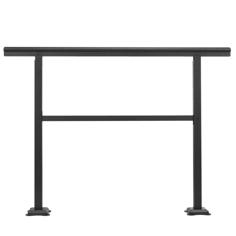 Durable Black Outdoor Handrail for 1 to 3 Steps - 48 x 35.5 Inches