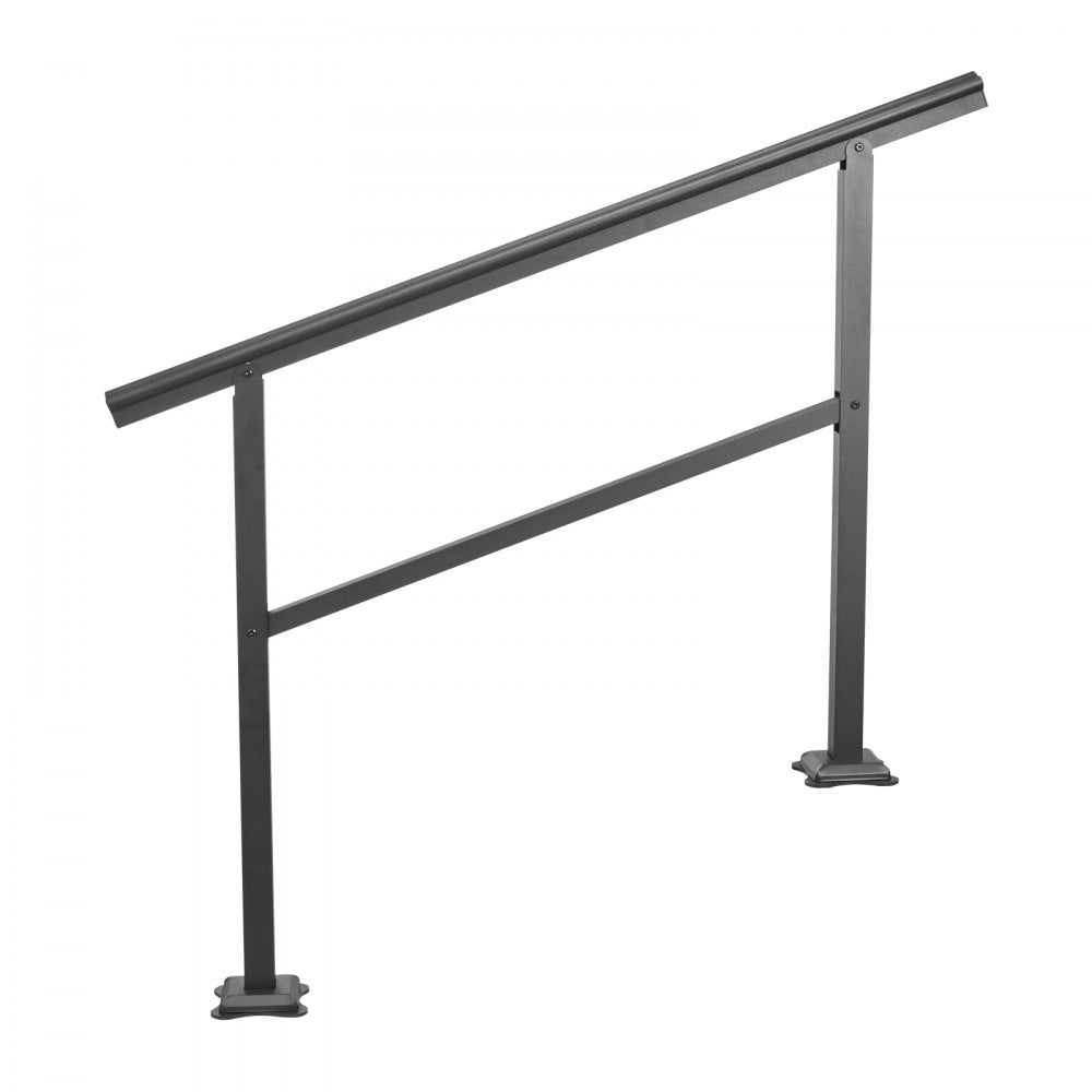 Durable Black Outdoor Handrail for 1 to 3 Steps - 48 x 35.5 Inches