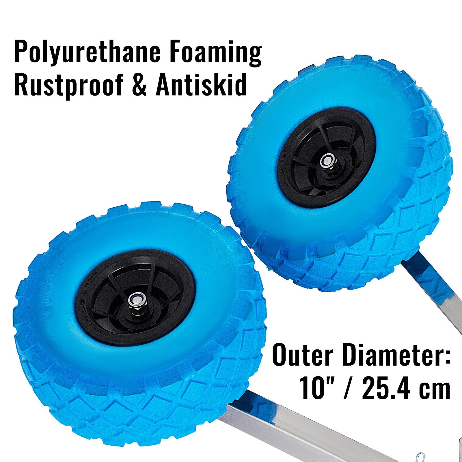 Stainless Steel Boat Transom Launching Wheels with Quick Release Pins - Durable Polyurethane Tires, 300 lbs Capacity, Easy Assembly