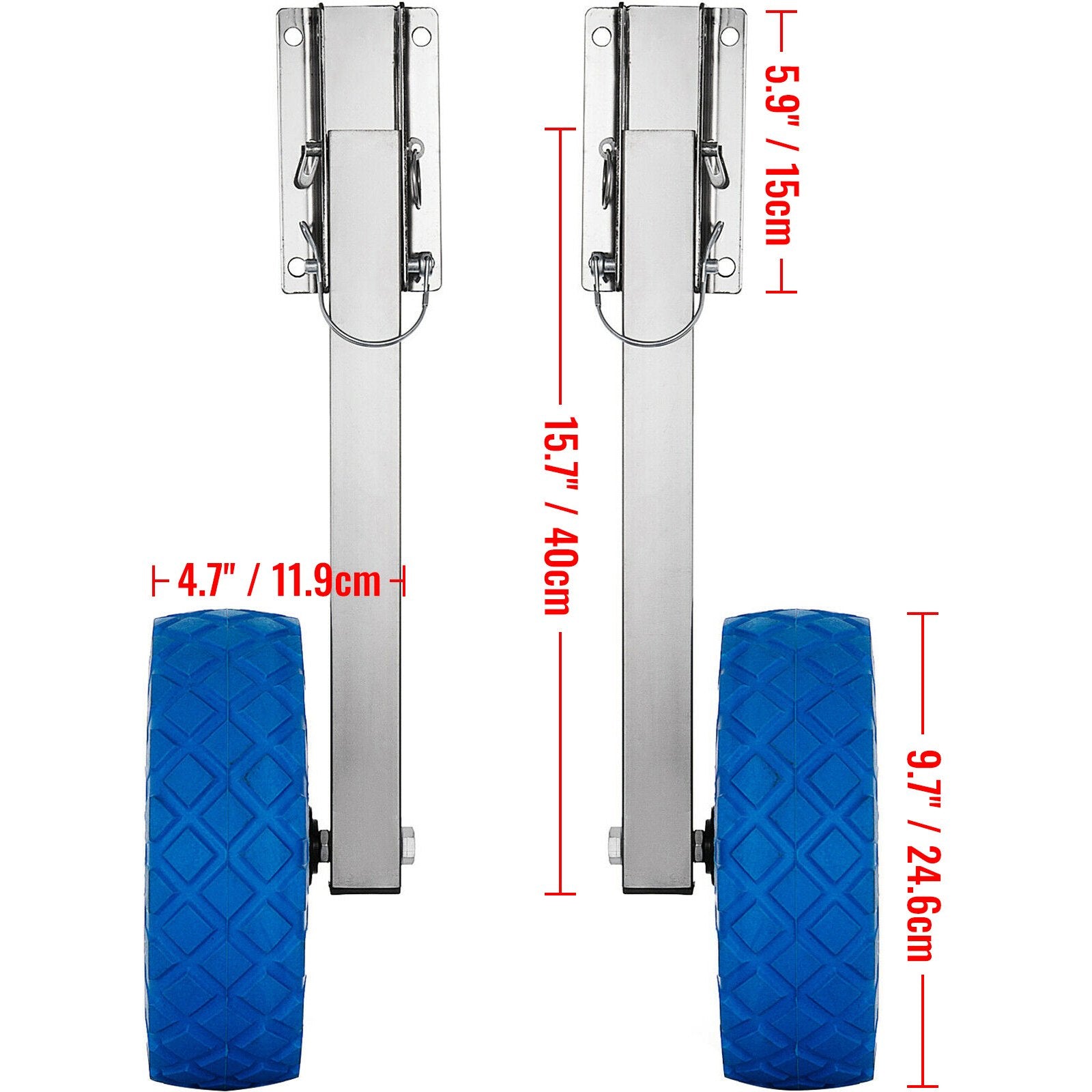 Stainless Steel Boat Transom Launching Wheels with Quick Release Pins - Durable Polyurethane Tires, 300 lbs Capacity, Easy Assembly