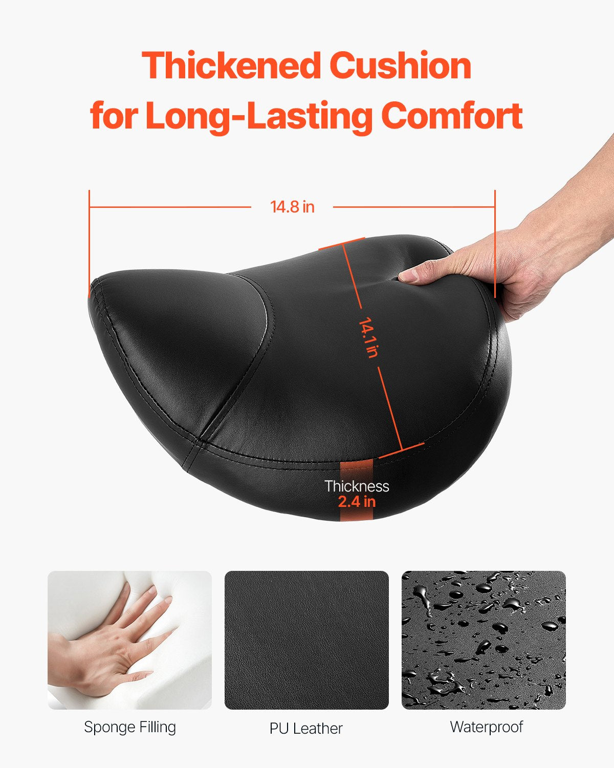 Ergonomic Saddle Stool with Wheels, 450 LBS Capacity, Adjustable PU Leather Swivel Chair for Salon, Spa, Massage, Clinic, Tattoo Use