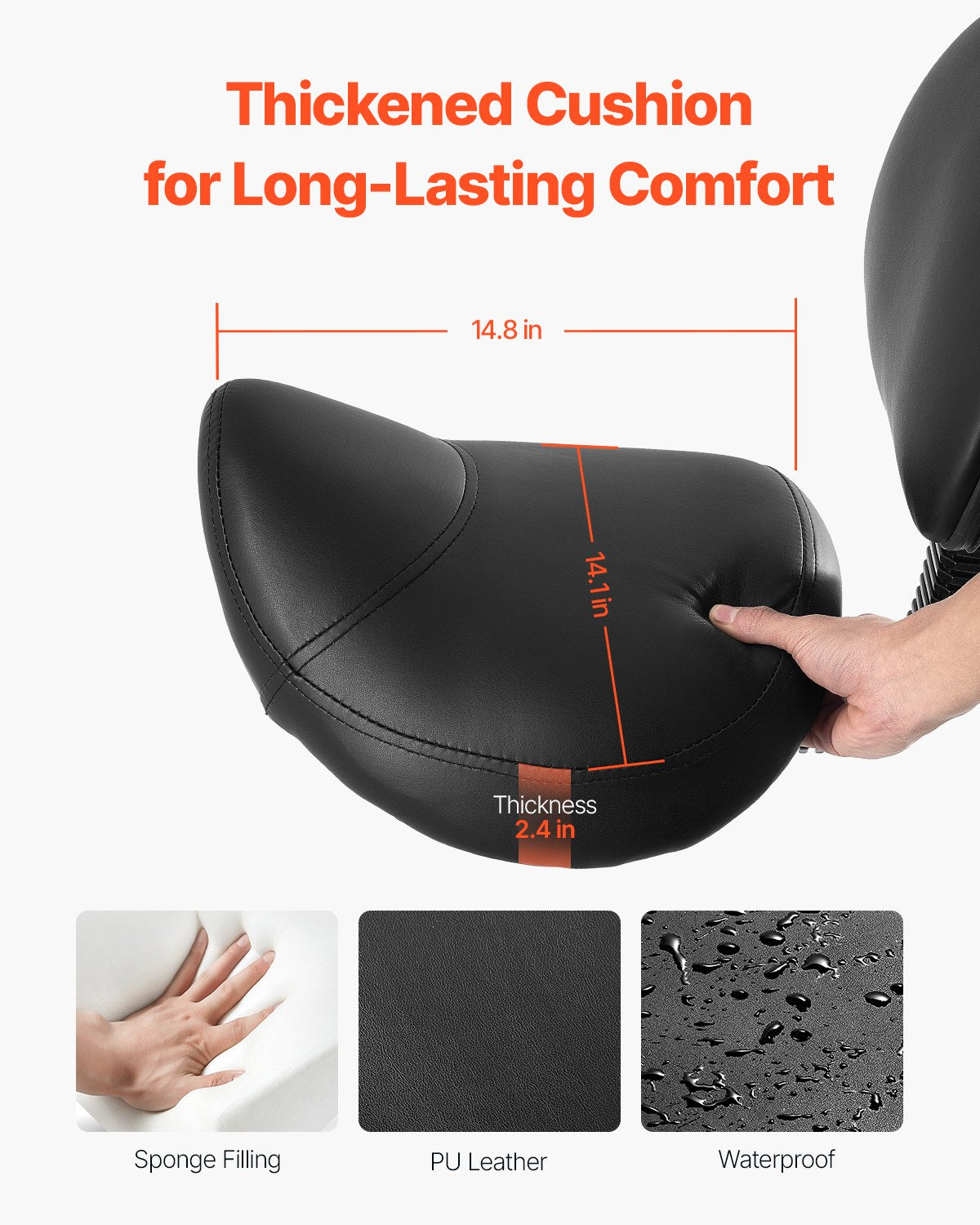 Ergonomic Saddle Stool with Backrest and Wheels, 450 LBS Capacity, Adjustable PU Leather Swivel Chair for Salon, Spa, Tattoo, Massage