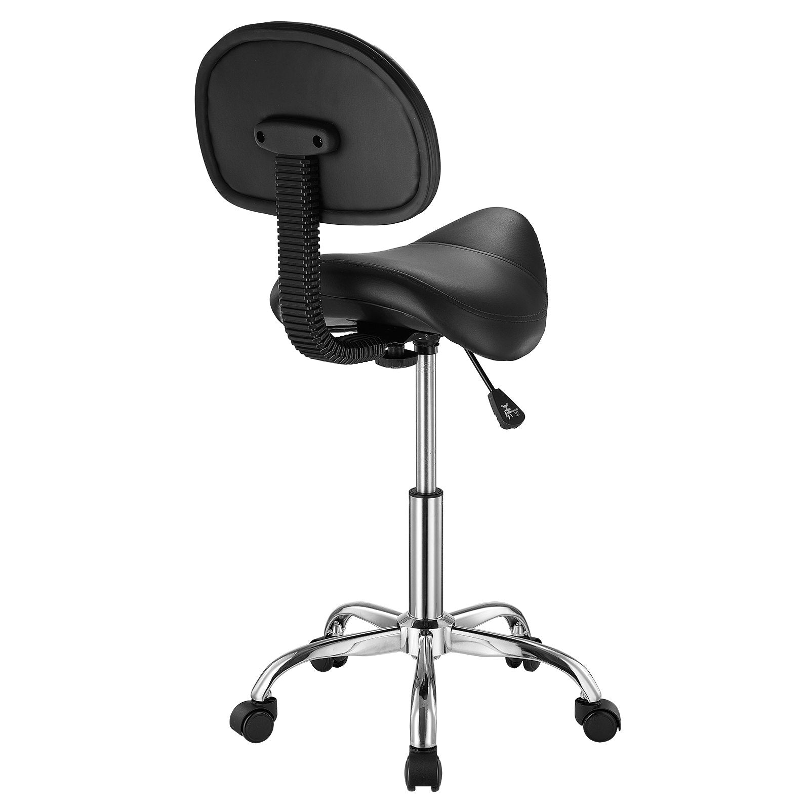 Ergonomic Saddle Stool with Backrest and Wheels, 450 LBS Capacity, Adjustable PU Leather Swivel Chair for Salon, Spa, Tattoo, Massage