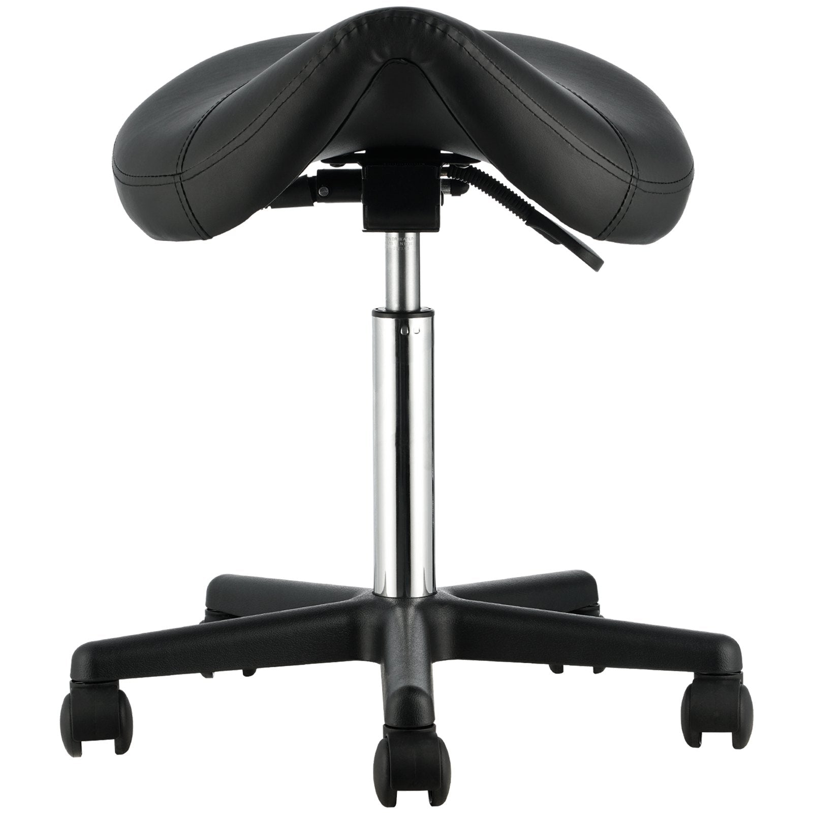 Ergonomic Saddle Stool with Wheels, 400 LBS Capacity, Adjustable PU Leather Swivel Chair for Salon, Spa, Tattoo, Clinic, Black