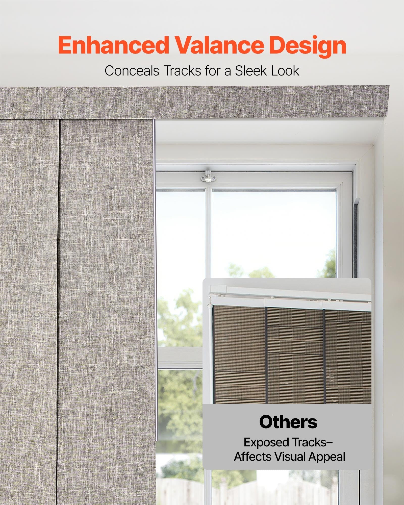 Brown Vertical Blackout Panel Track Blinds for Sliding & Patio Doors, Adjustable Width & Height, Room Divider, Full Light Block Curtains