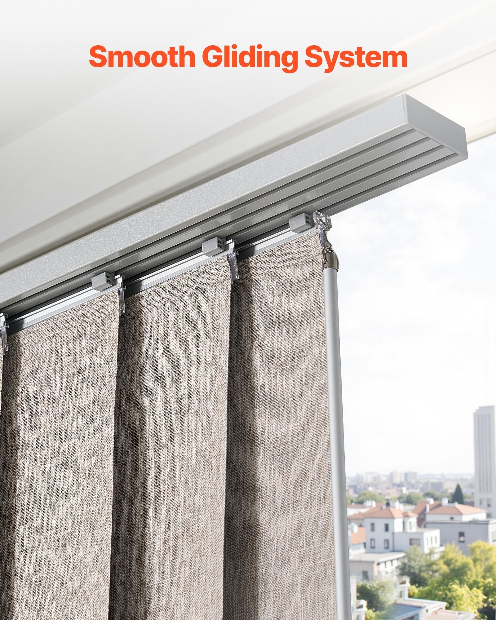 Brown Vertical Blackout Panel Track Blinds for Sliding & Patio Doors, Adjustable Width & Height, Room Divider, Full Light Block Curtains