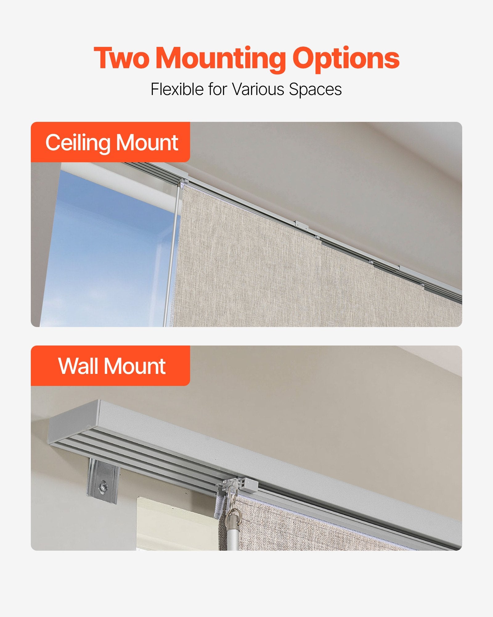 Brown Vertical Blackout Panel Track Blinds for Sliding & Patio Doors, Adjustable Width & Height, Room Divider, Full Light Block Curtains