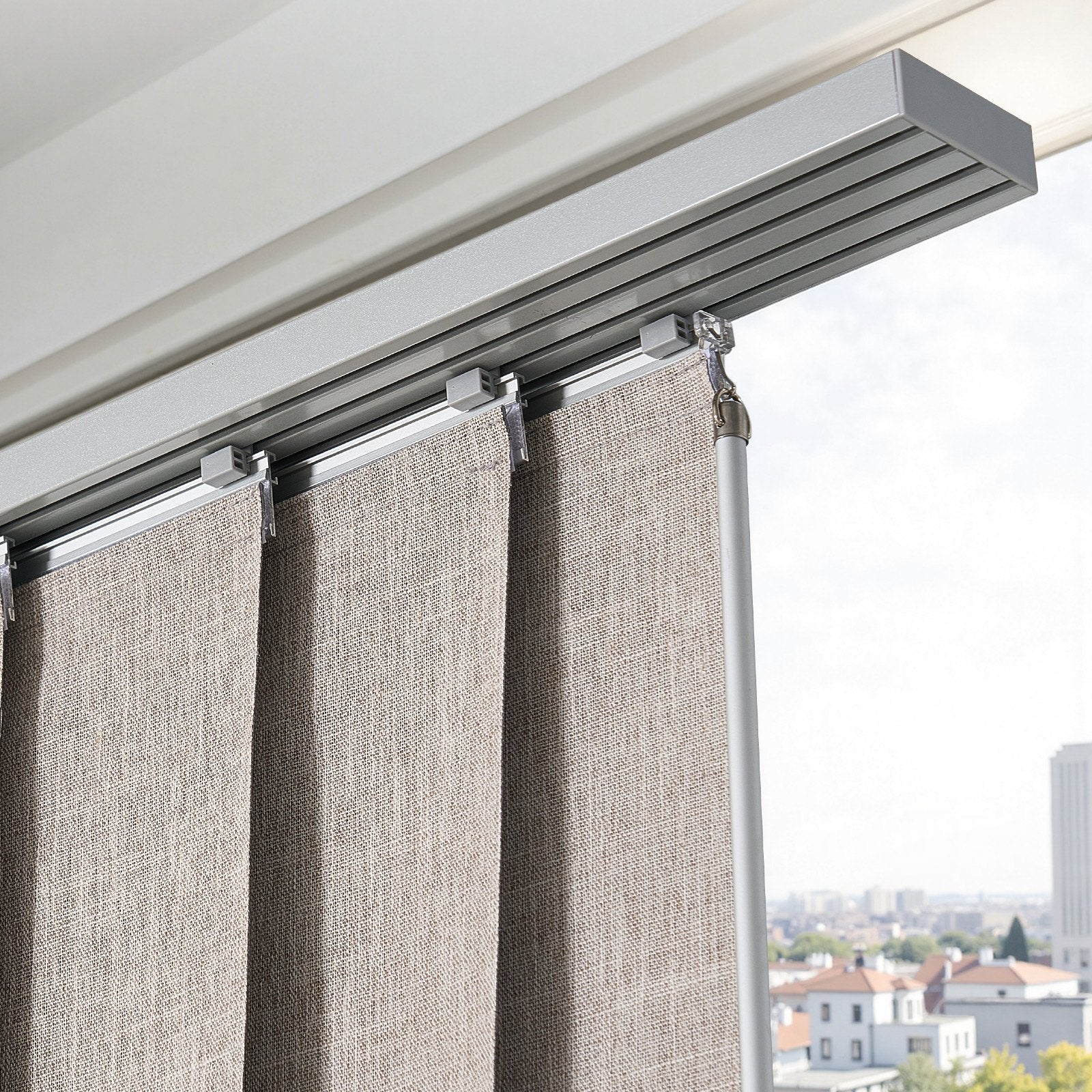 Brown Vertical Blackout Panel Track Blinds for Sliding & Patio Doors, Adjustable Width & Height, Room Divider, Full Light Block Curtains