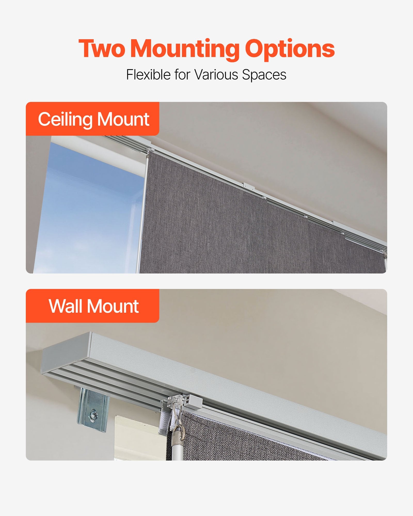 Adjustable Blackout Panel Track Blinds, Dark Gray - Trimmable to 96" Height, 86" Width for Sliding Doors, Patio, Room Divider, Full Light Block