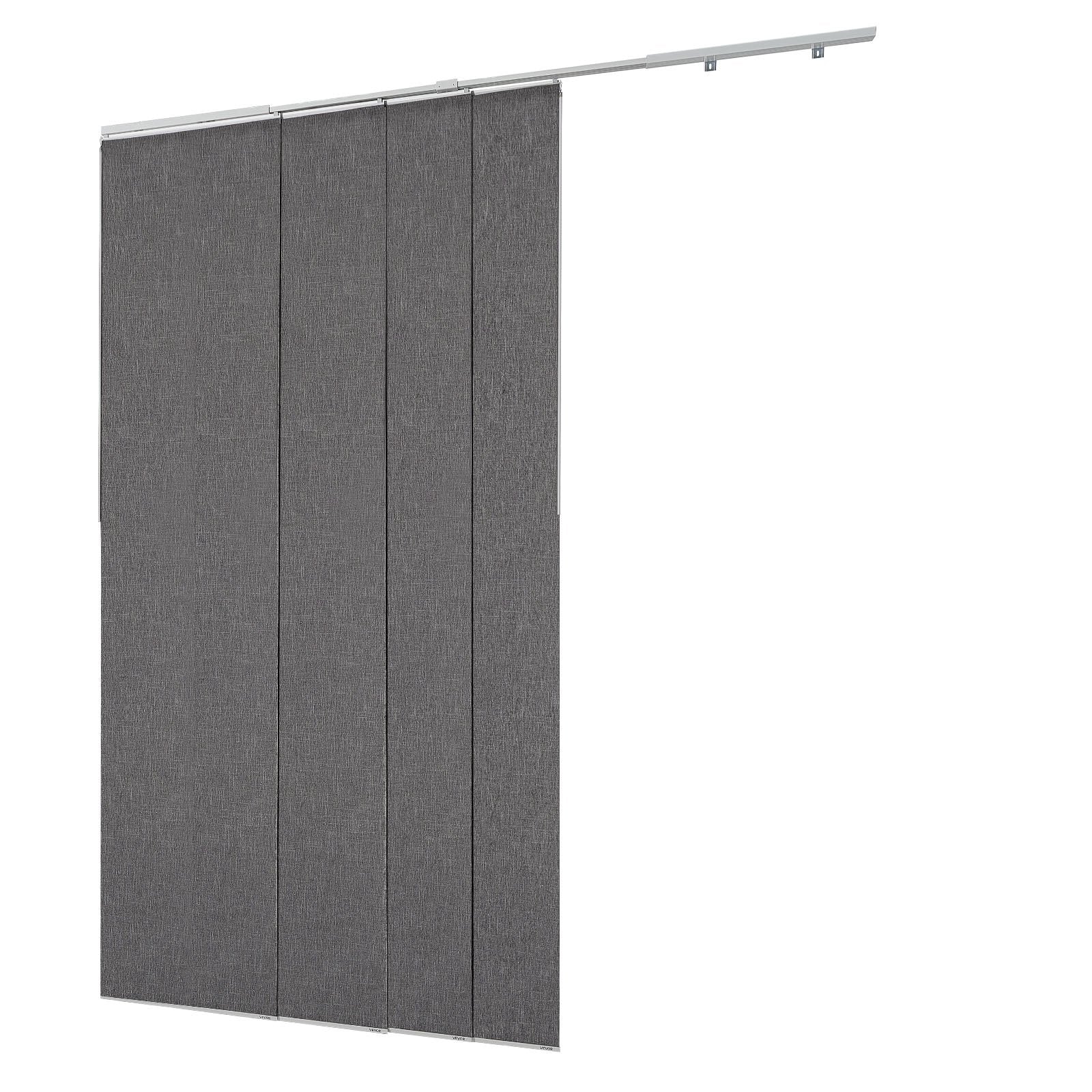 Adjustable Blackout Panel Track Blinds, Dark Gray - Trimmable to 96" Height, 86" Width for Sliding Doors, Patio, Room Divider, Full Light Block
