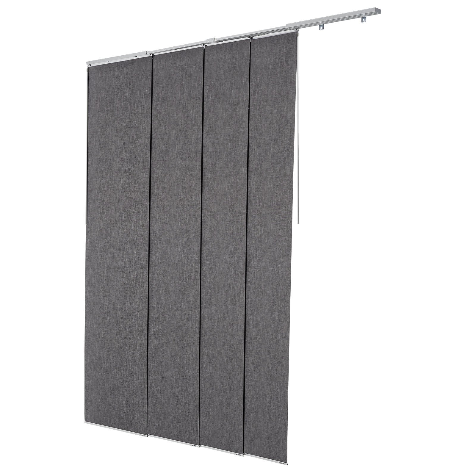 Adjustable Blackout Panel Track Blinds, Dark Gray - Trimmable to 96" Height, 86" Width for Sliding Doors, Patio, Room Divider, Full Light Block