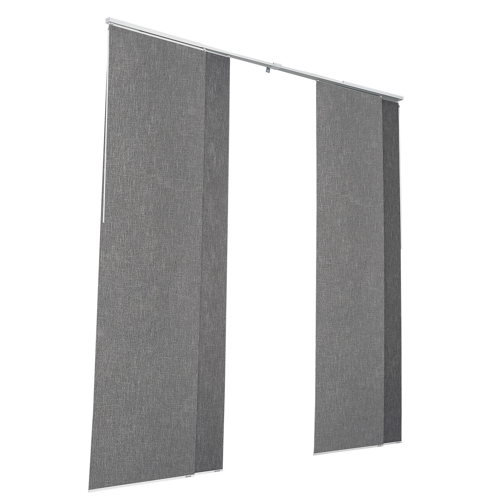 Adjustable Blackout Panel Track Blinds, Dark Gray - Trimmable to 96" Height, 86" Width for Sliding Doors, Patio, Room Divider, Full Light Block