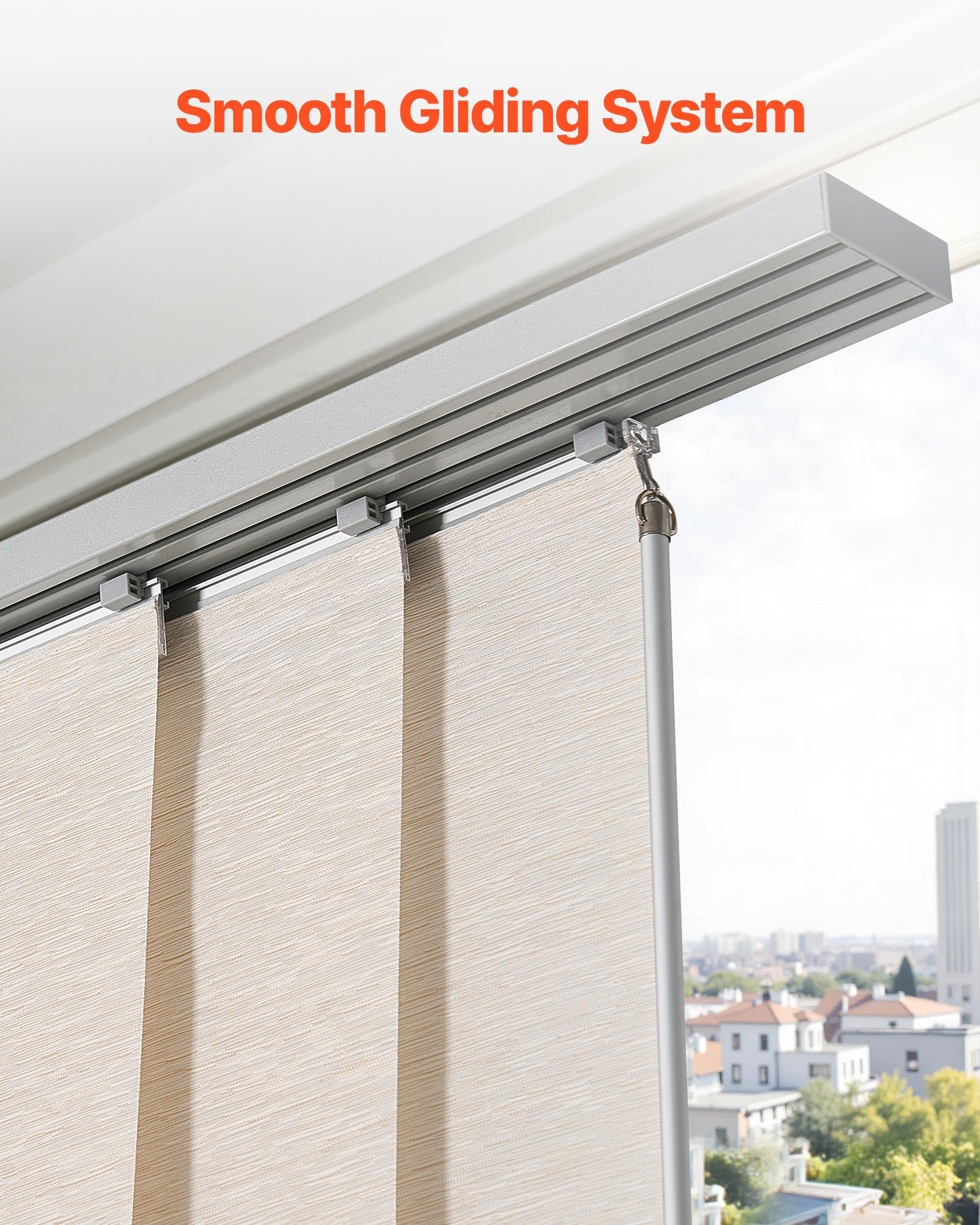 Adjustable Panel Track Blinds for Sliding and Patio Doors, Light Brown, Extendable and Trimmable Curtains for Room Divider, 45.8-86in Width, 96in Height