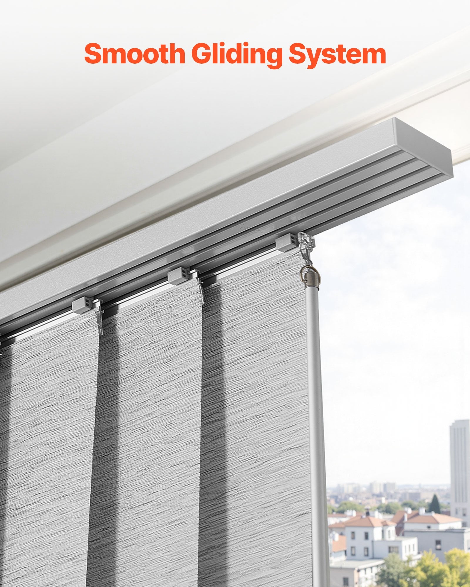 Gray Panel Track Blinds for Sliding Doors & Patio - Adjustable, Trimmable Curtains for Windows & Room Dividers, 86" Wide, 96" High