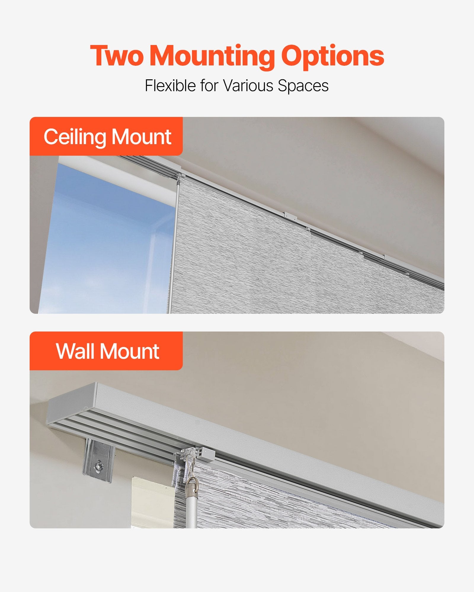 Gray Panel Track Blinds for Sliding Doors & Patio - Adjustable, Trimmable Curtains for Windows & Room Dividers, 86" Wide, 96" High