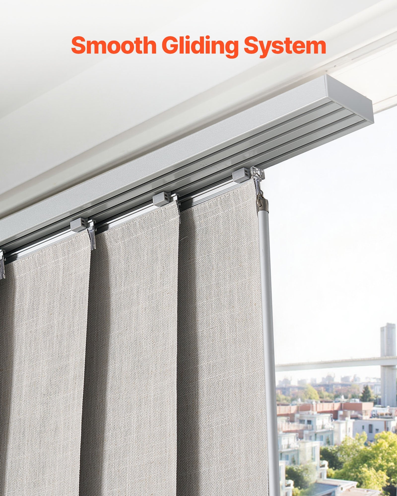 Adjustable Panel Track Blinds, Blackout Curtains for Sliding and Patio Doors, 45.8-86 in Wide, 96 in Tall, Light Gray, Room Divider