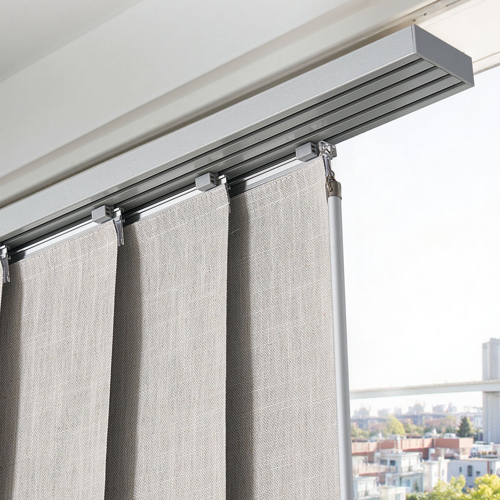 Adjustable Panel Track Blinds, Blackout Curtains for Sliding and Patio Doors, 45.8-86 in Wide, 96 in Tall, Light Gray, Room Divider