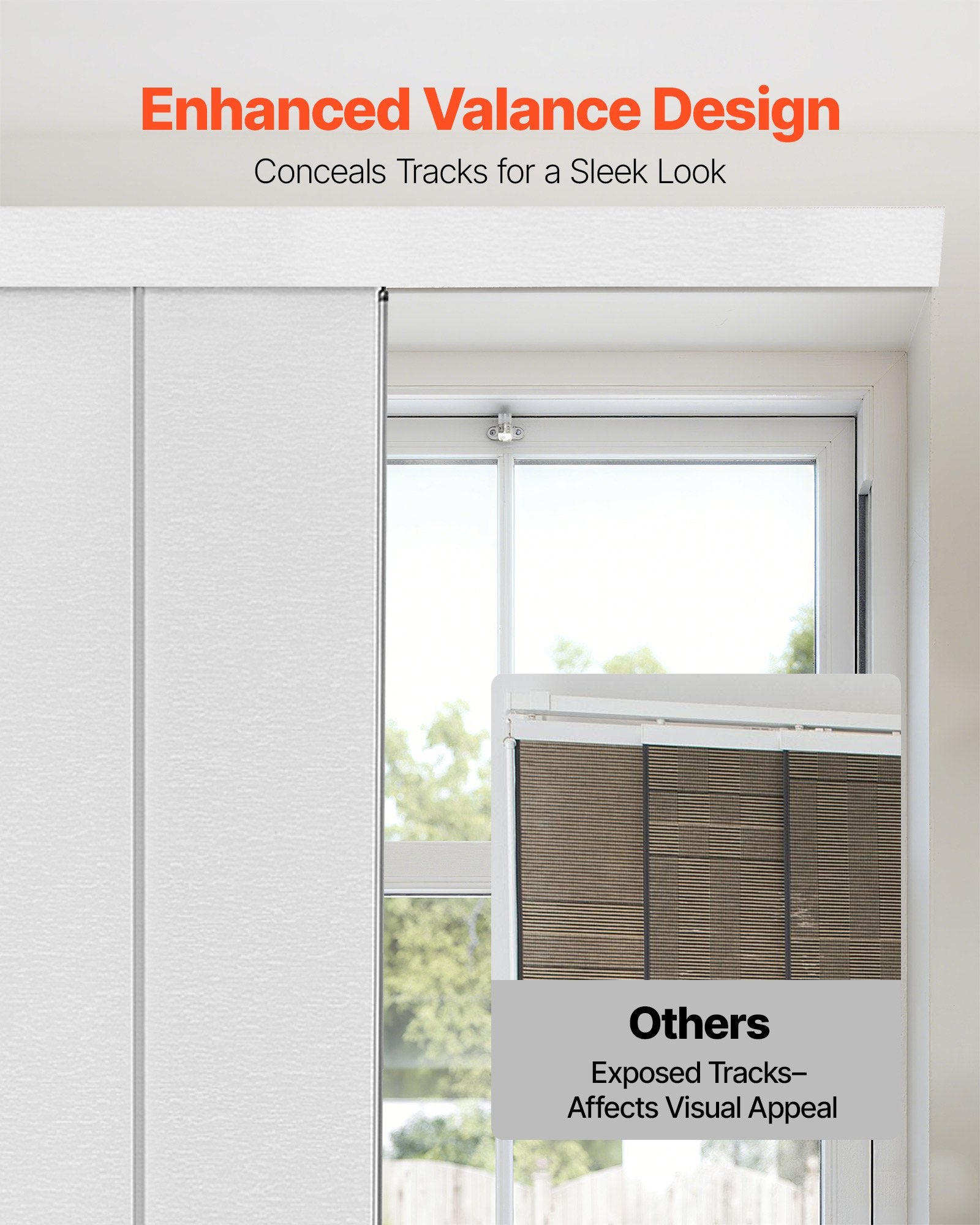 Versatile Panel Track Blinds for Sliding & Patio Doors, Adjustable Vertical Curtains, Trimmable Panels, Room Divider, Semi-Transparent, White