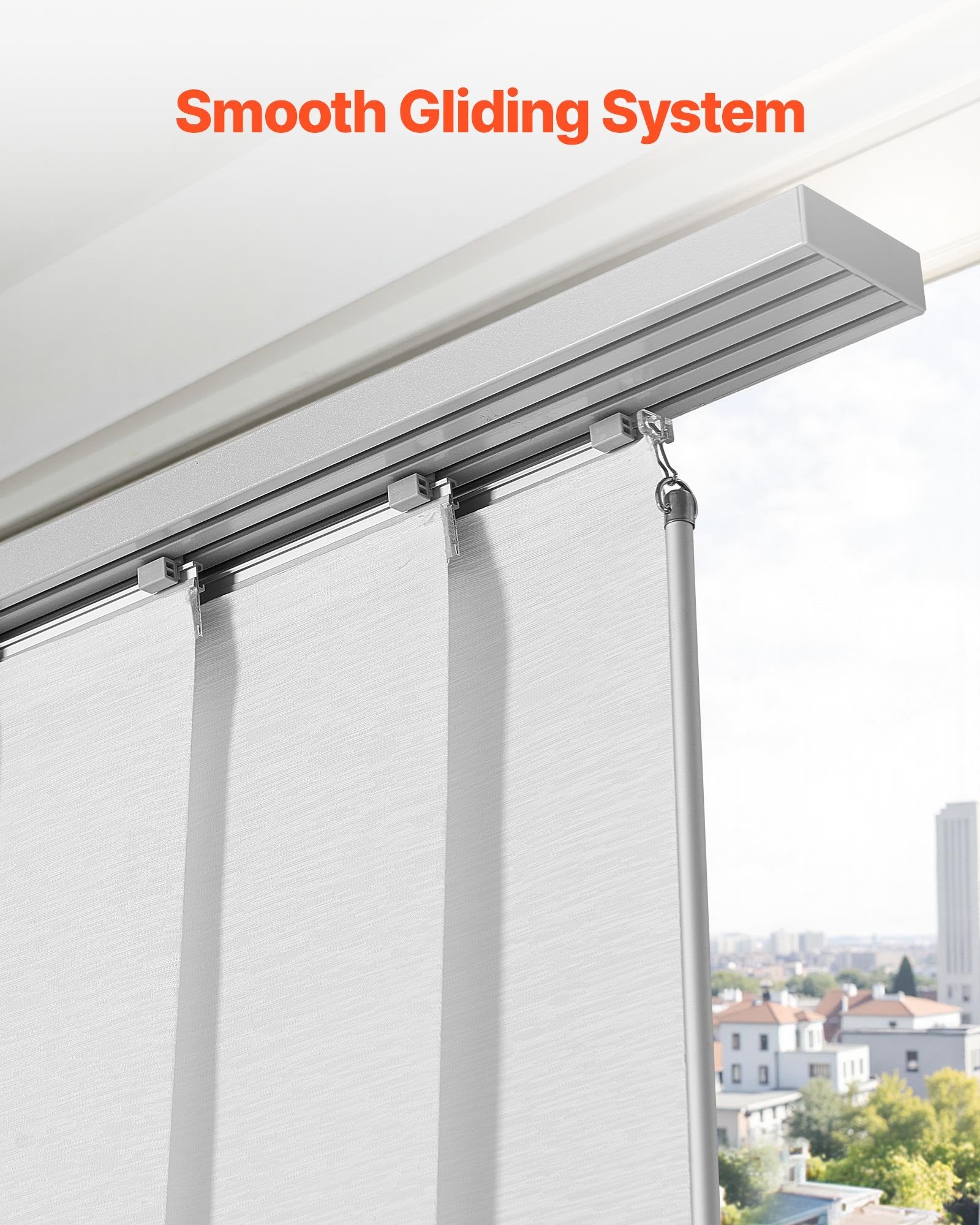 Versatile Panel Track Blinds for Sliding & Patio Doors, Adjustable Vertical Curtains, Trimmable Panels, Room Divider, Semi-Transparent, White