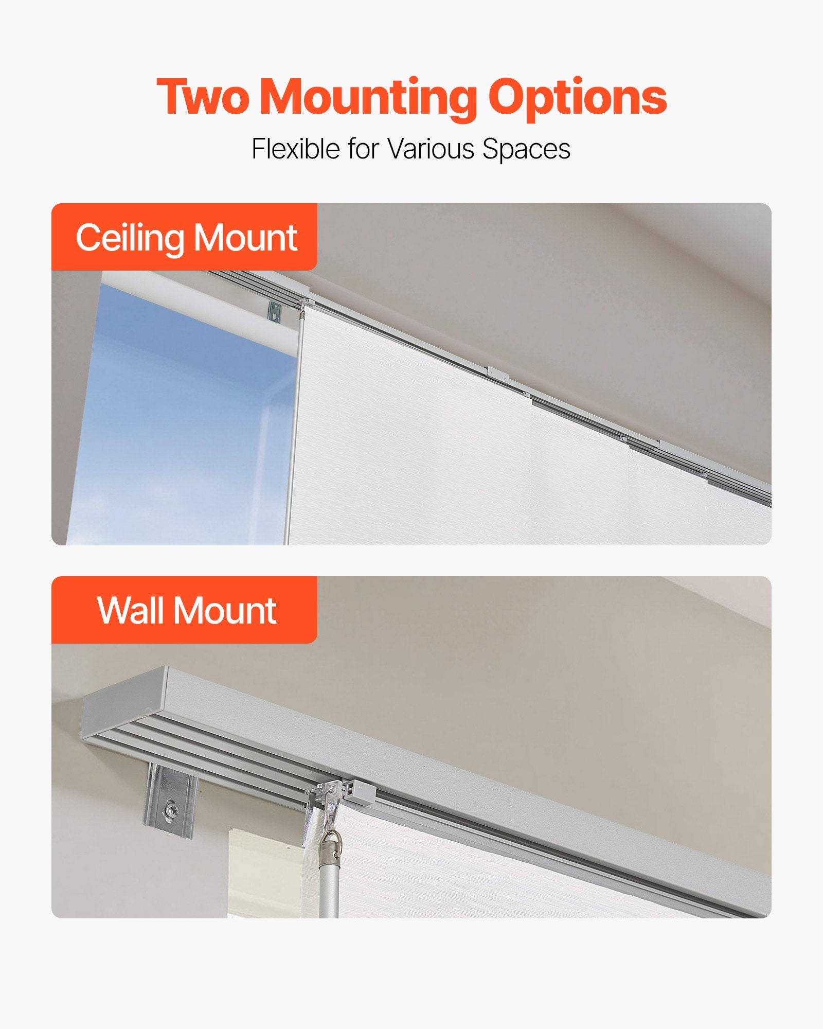 Versatile Panel Track Blinds for Sliding & Patio Doors, Adjustable Vertical Curtains, Trimmable Panels, Room Divider, Semi-Transparent, White