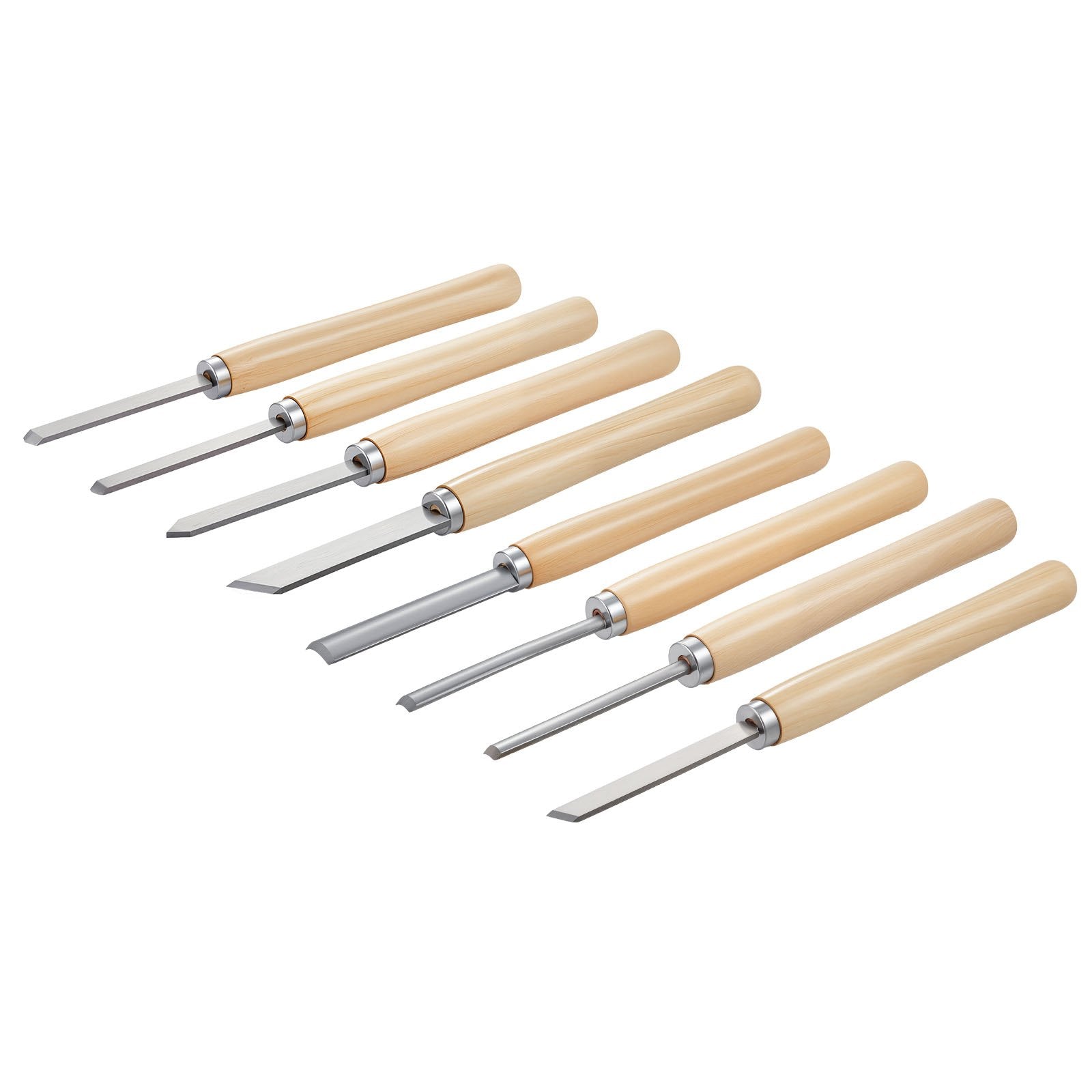 8-Piece Wood Lathe Turning Chisel Set with Carbon Steel Blades, Includes Skew, Spear, Gouge Tools in Oxford Bag, Ideal for Beginners & Professionals