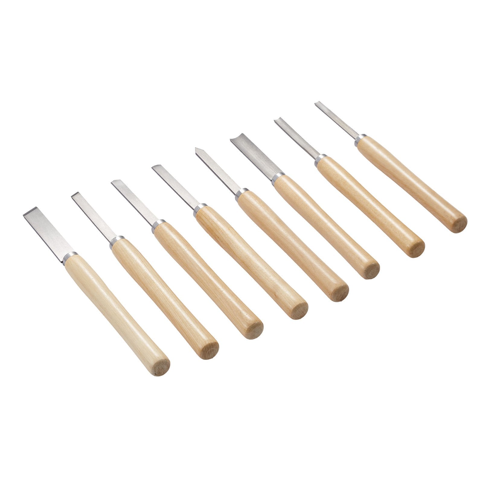 8-Piece Wood Lathe Turning Chisel Set with Carbon Steel Blades, Includes Skew, Spear, Gouge Tools in Oxford Bag, Ideal for Beginners & Professionals