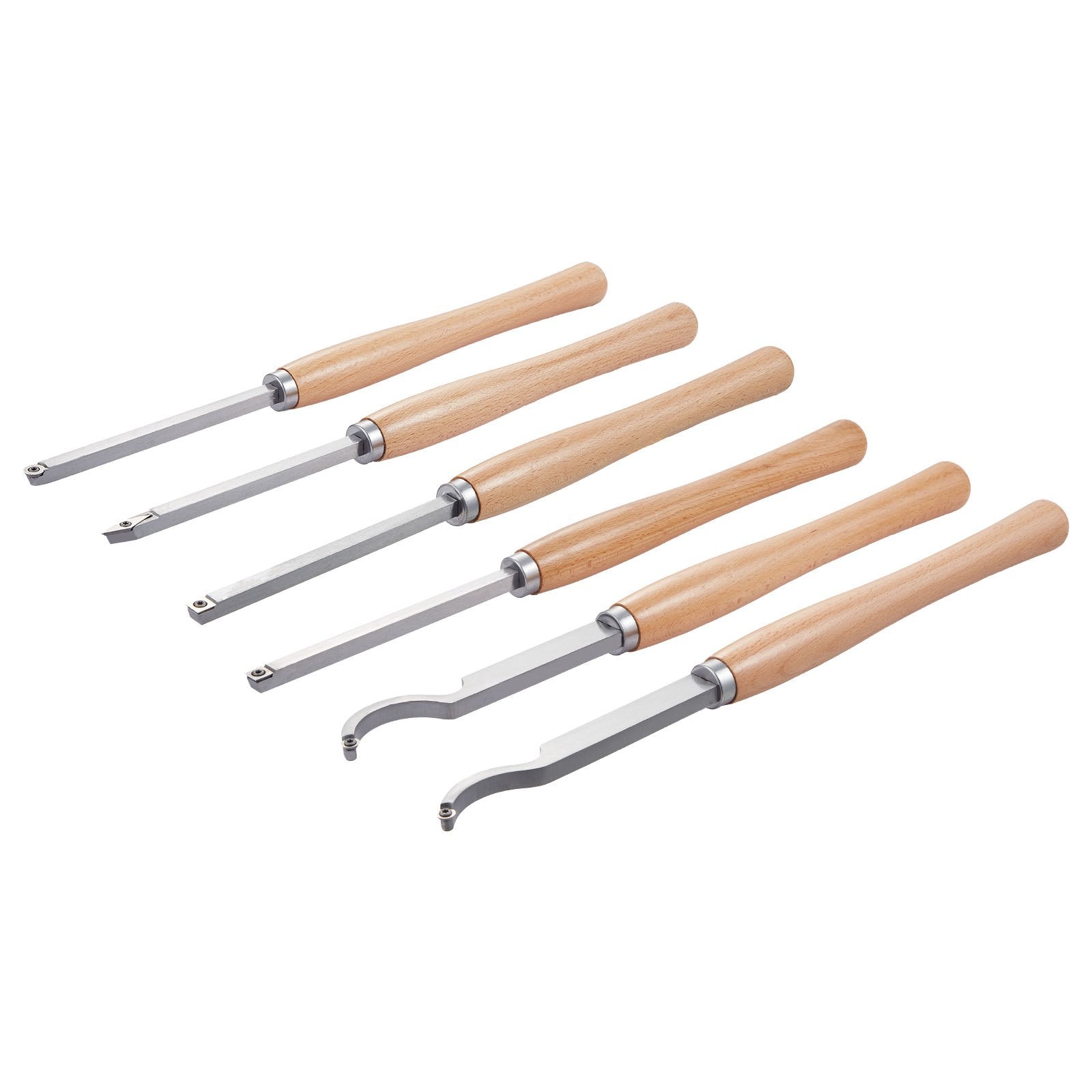 6PCS Wood Lathe Turning Tool Set with Carbide Inserts - Roughing, Finishing, Detailing for Beginners, Hobbyists, and Professionals in Convenient Wooden Box