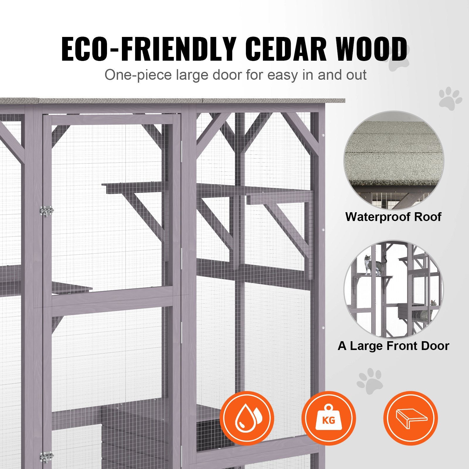 Spacious 7-Tier Outdoor Cat Enclosure with Resting Boxes, Platforms, and Large Front Door for Indoor/Outdoor Use, 71.2"x34.6"x66.5"