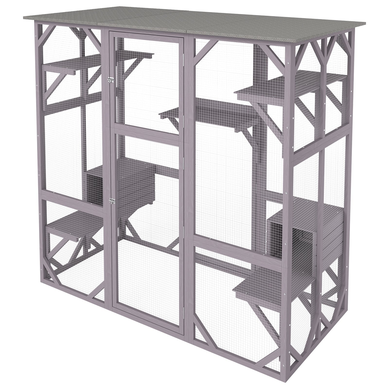 Spacious 7-Tier Outdoor Cat Enclosure with Resting Boxes, Platforms, and Large Front Door for Indoor/Outdoor Use, 71.2"x34.6"x66.5"