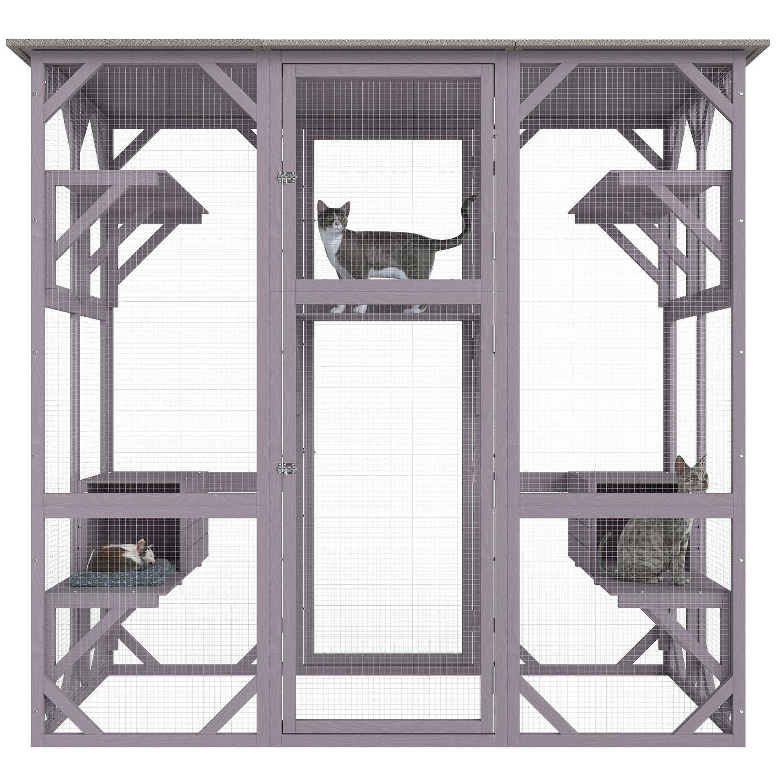 Spacious 7-Tier Outdoor Cat Enclosure with Resting Boxes, Platforms, and Large Front Door for Indoor/Outdoor Use, 71.2"x34.6"x66.5"