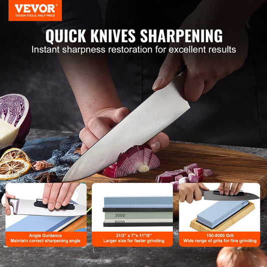 Comprehensive Whetstone Knife Sharpening Kit: Dual-Sided Grits, Non-Slip Bases, Angle Guide, Flattening Stone for Knives & Scissors