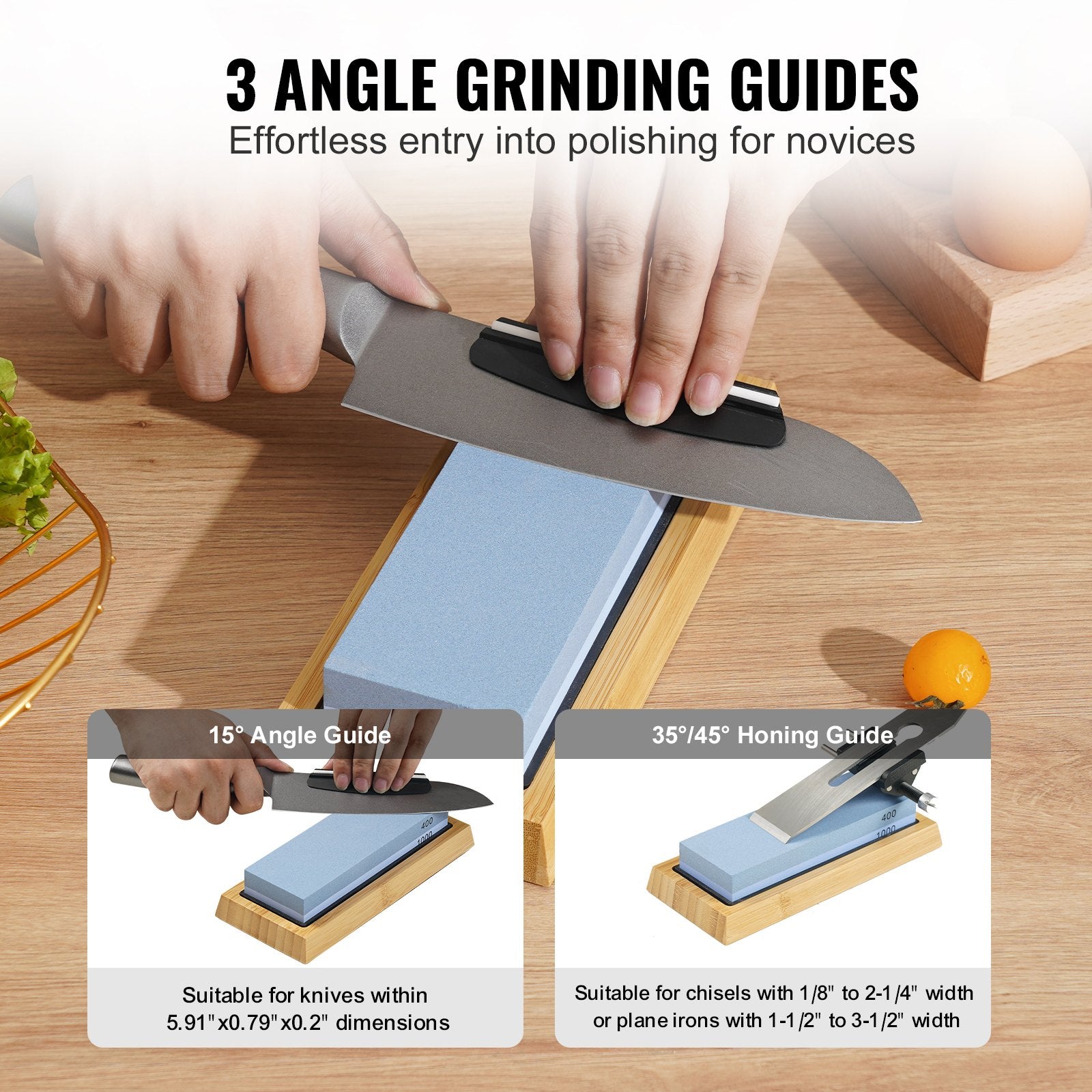 Comprehensive Whetstone Knife Sharpening Kit: Dual-Sided Grits, Non-Slip Bases, Angle Guide, Flattening Stone for Knives & Scissors