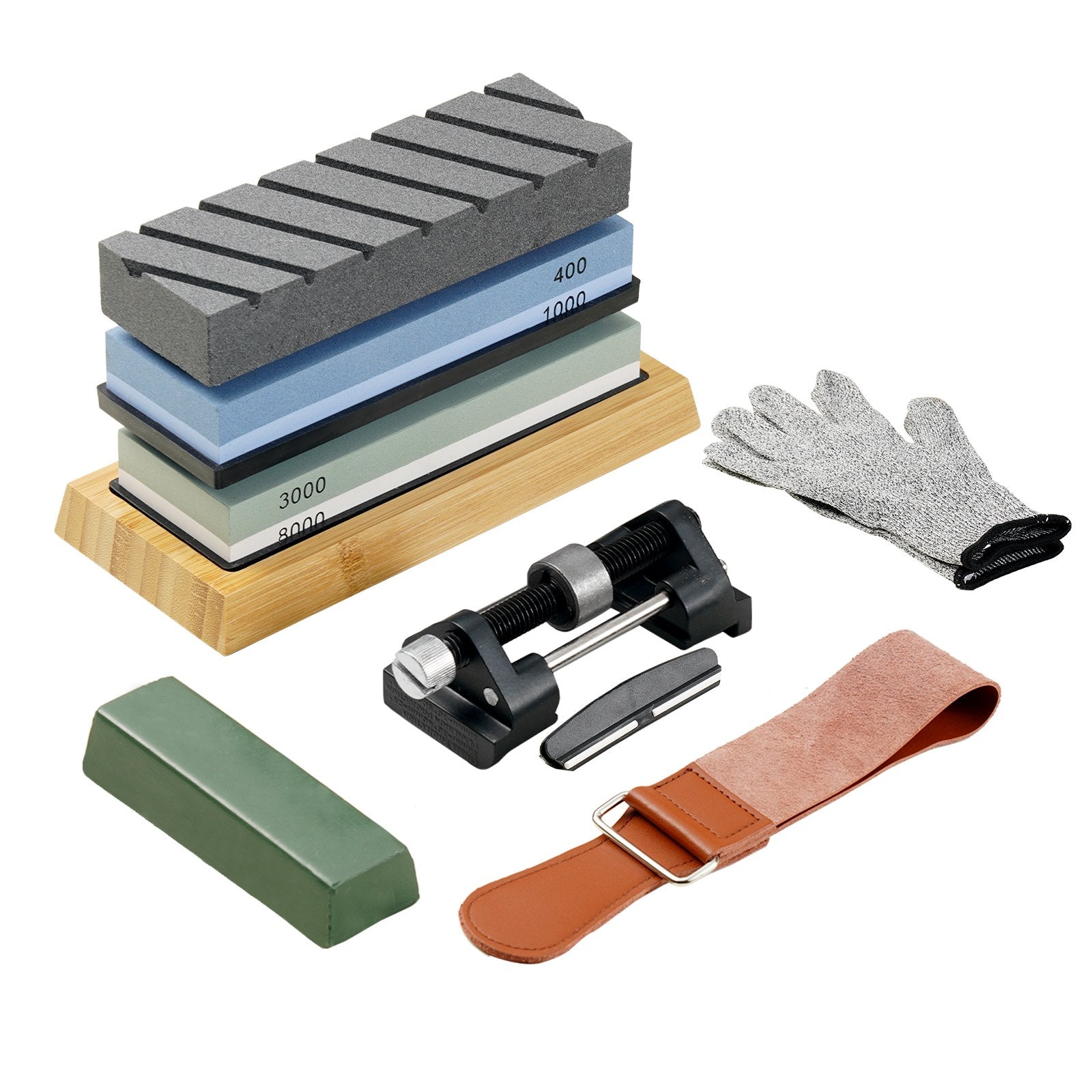 Comprehensive Whetstone Knife Sharpening Kit: Dual-Sided Grits, Non-Slip Bases, Angle Guide, Flattening Stone for Knives & Scissors
