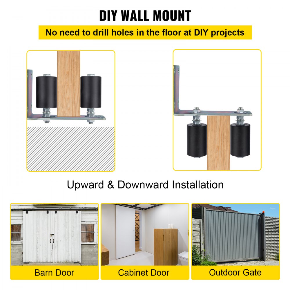 Durable Black Nylon 3" L Bracket Guide Rollers for Sliding Gates