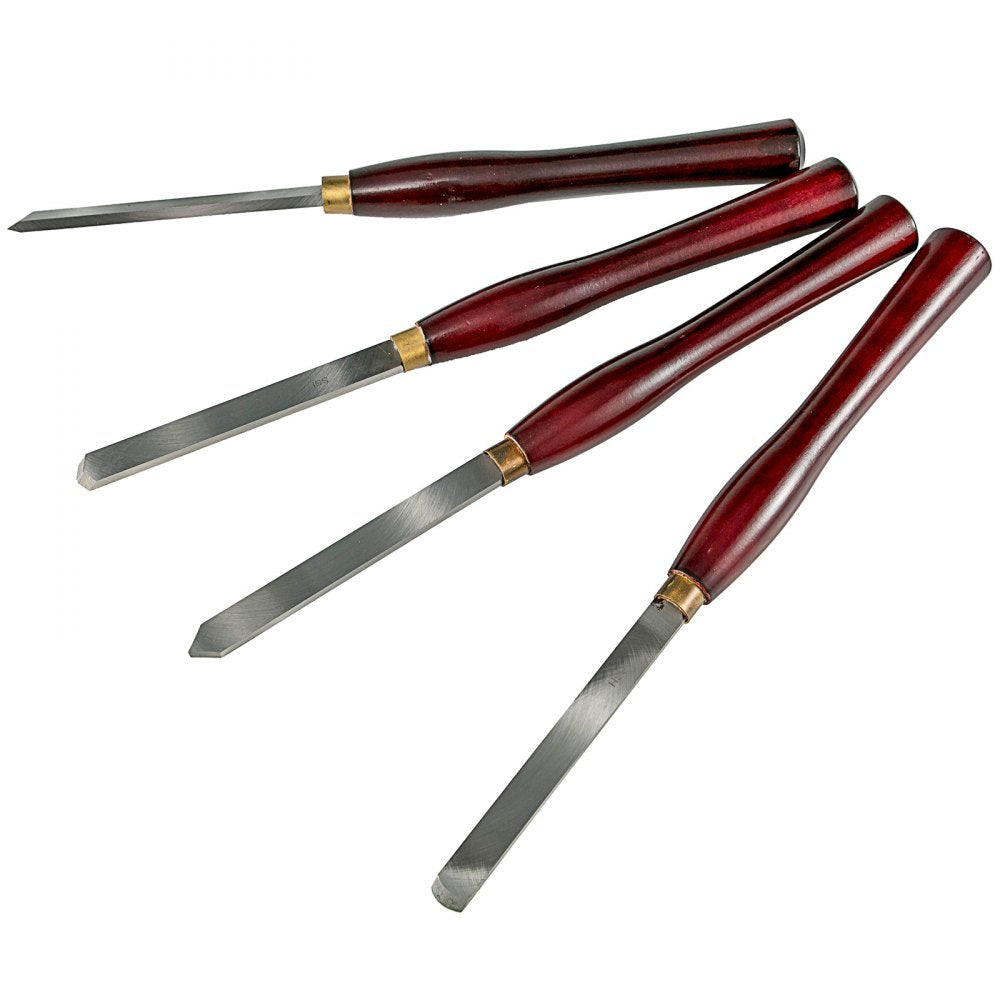 VEVOR Woodworking Lathe Chisel Set 8 Piece Set Lathe Chisel HSS Steel Blades Wood Turning Tools Wooden Case for Storage  for Wood Carving Root Carving Furniture Carving Lathes Red