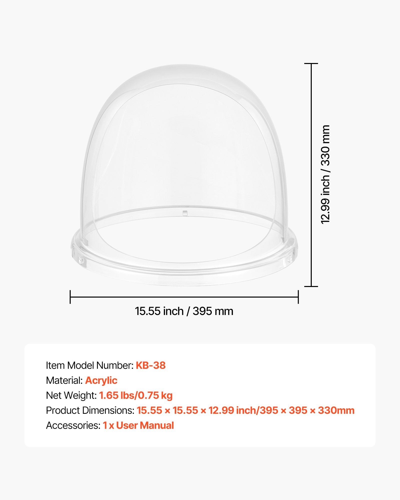 Transparent Acrylic Cotton Candy Machine Dome Shield - 15 Inch Cover with Bottom Groove for Parties, Shops, Easy Maintenance