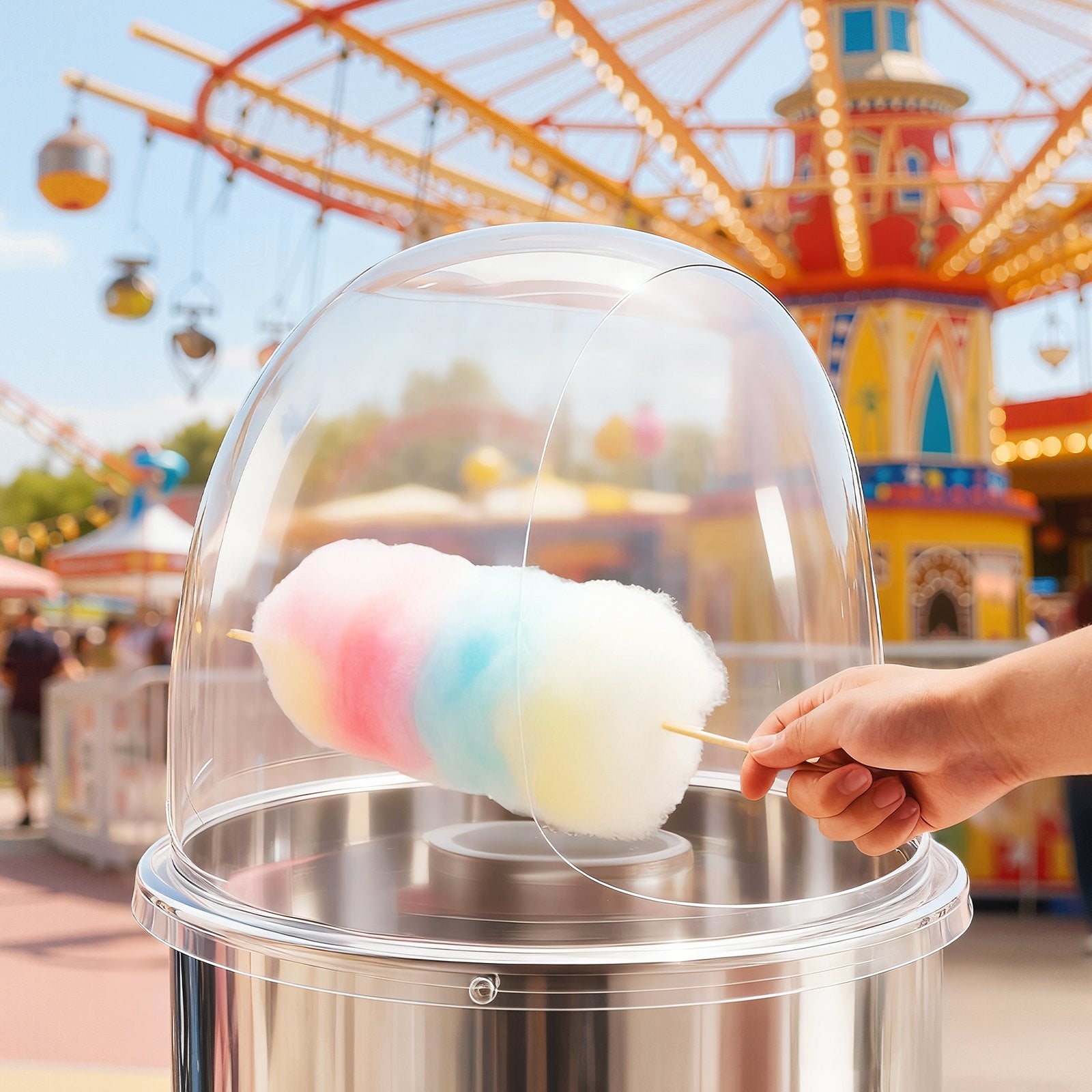 Transparent Acrylic Cotton Candy Machine Dome Shield - 15 Inch Cover with Bottom Groove for Parties, Shops, Easy Maintenance