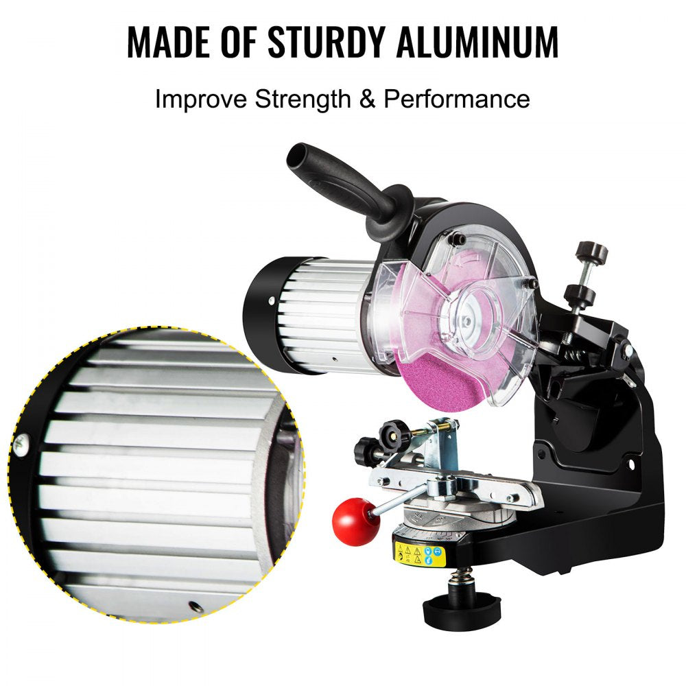 VEVOR Chainsaw Sharpener 230W, Professional Multi-Angle Adjustable Chain Grinder 3000RPM, Electric Chainsaw Blade Sharpener for 1/4\" to 2/5\" Chains