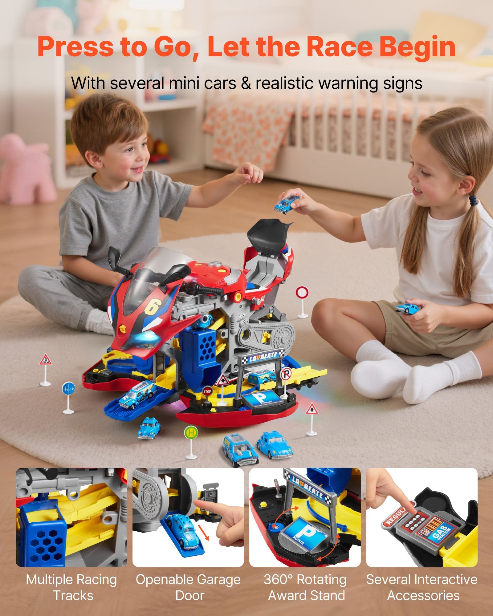 25-Piece Motorcycle Engine Toy for Kids - Interactive Mechanic Workshop Set with Removable Parts, Lights, Sounds, Simulated Racing Fun, Ages 3+