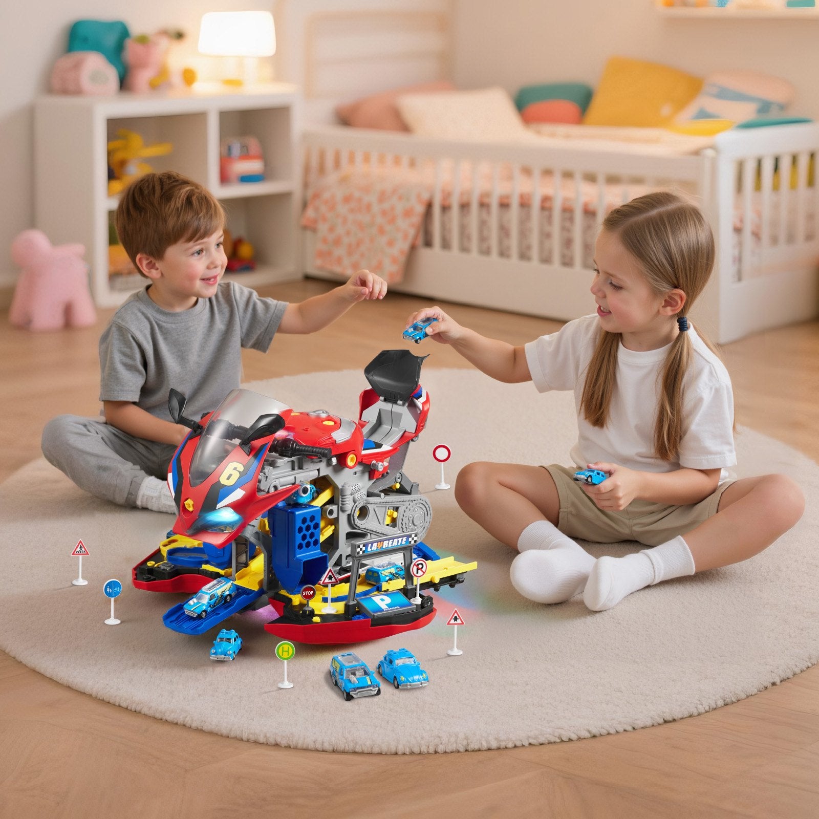 25-Piece Motorcycle Engine Toy for Kids - Interactive Mechanic Workshop Set with Removable Parts, Lights, Sounds, Simulated Racing Fun, Ages 3+