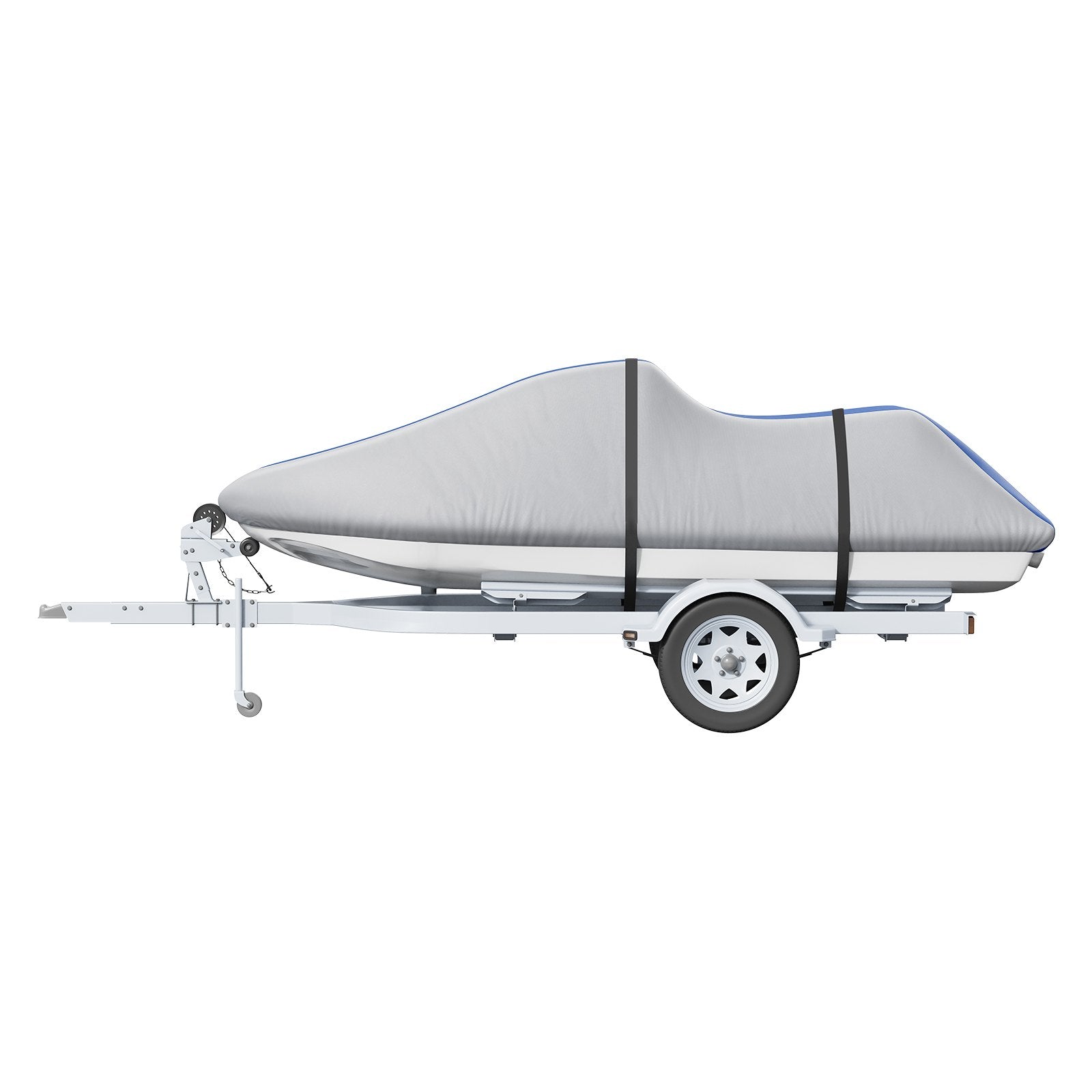 Durable Jet Ski Cover for 126"-135" PWC - Waterproof, UV Resistant, Heavy-Duty 600D Marine Grade Fabric with Buckle Straps, Grey+Blue