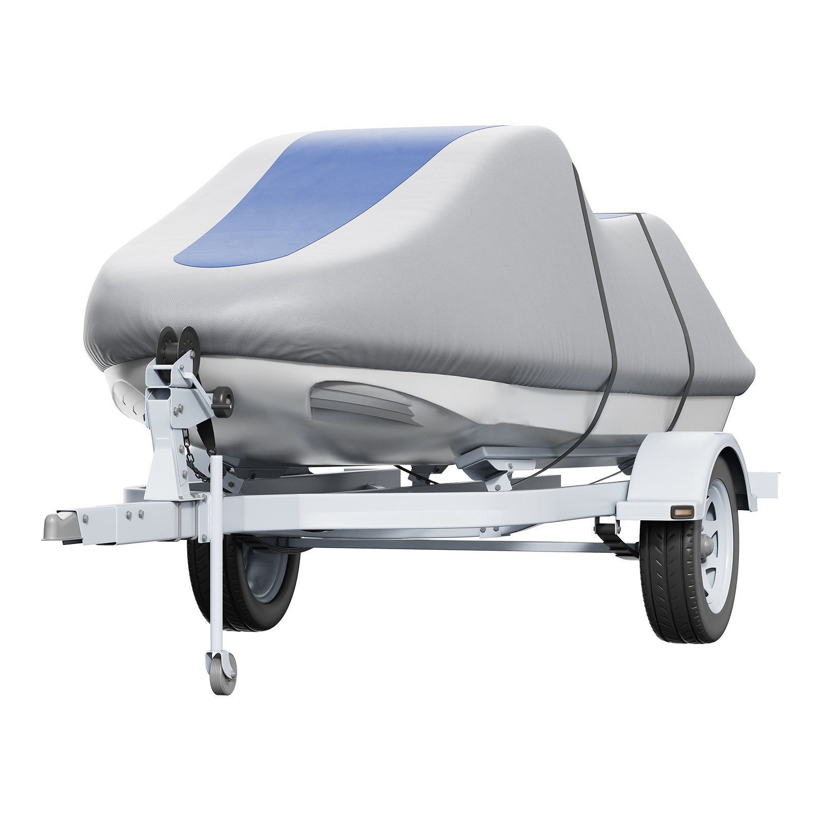 Durable Jet Ski Cover for 126"-135" PWC - Waterproof, UV Resistant, Heavy-Duty 600D Marine Grade Fabric with Buckle Straps, Grey+Blue