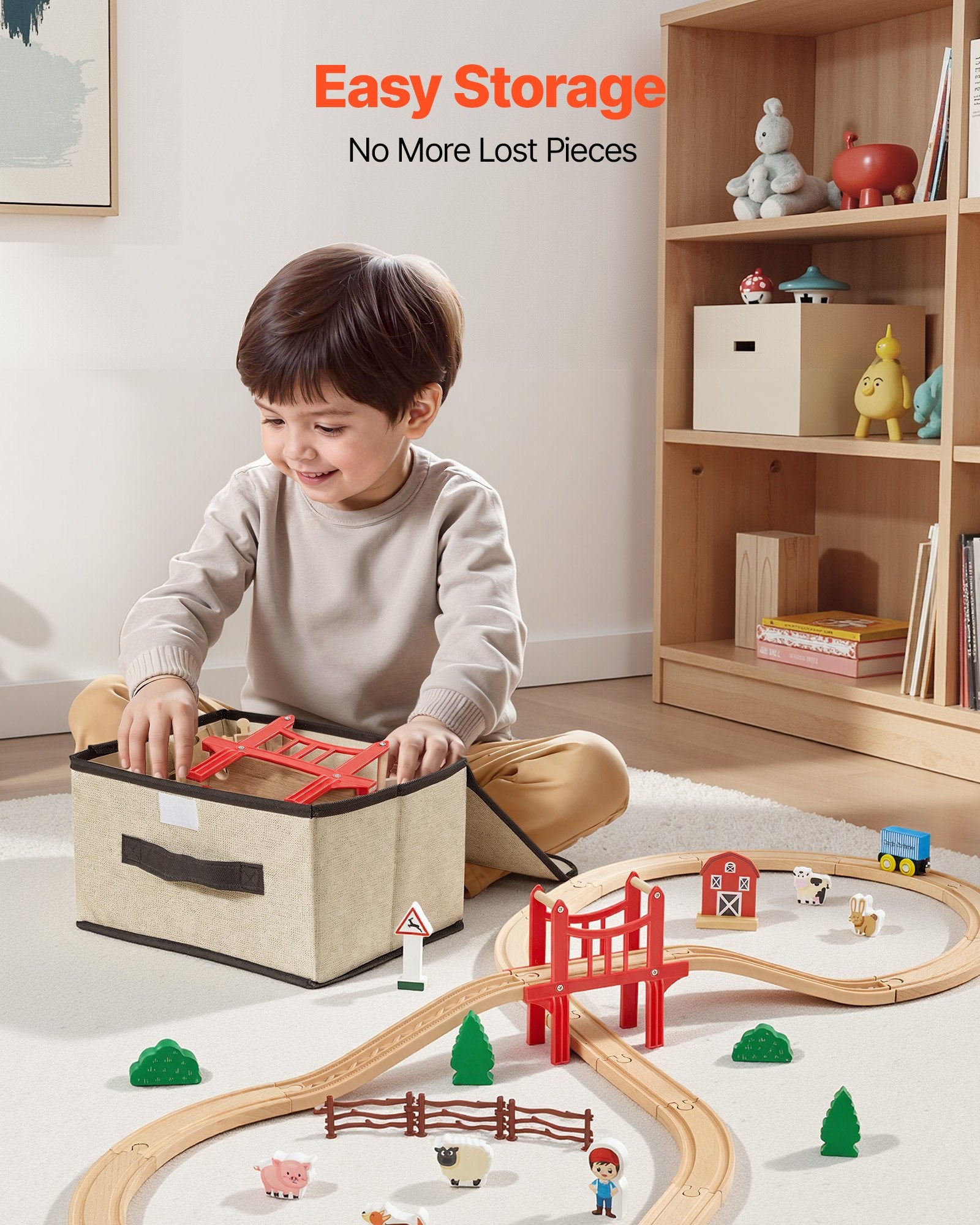 Magnetic Wooden Train Set - 39PCS Beech Wood Tracks & Accessories | Compatible with Thomas & Brio | Perfect Gift for Kids 3-8, Christmas Birthday Fun