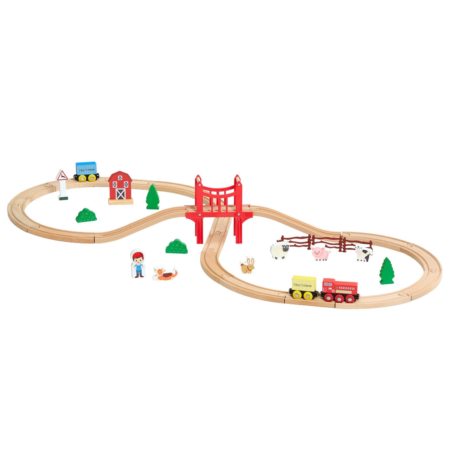 Magnetic Wooden Train Set - 39PCS Beech Wood Tracks & Accessories | Compatible with Thomas & Brio | Perfect Gift for Kids 3-8, Christmas Birthday Fun